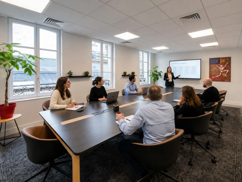 Notre salle de réunion, pour les restitutions et les accompagnements collectifs